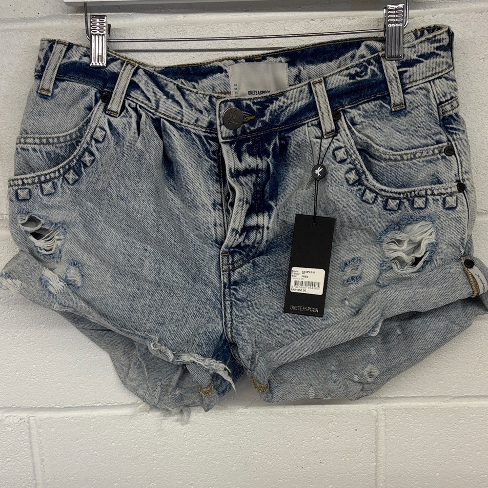 New one teaspoon Sz 26/2 smiths shorts studded medium rinse sexy distressed